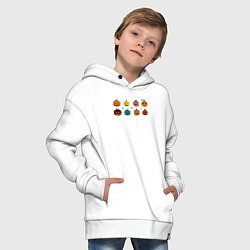 Толстовка оверсайз детская Разноцветные тыквы Джека на Хэллоуин, цвет: белый — фото 2