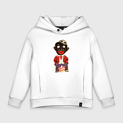 Толстовка оверсайз детская Негр винтажный с картонных карточек, цвет: белый