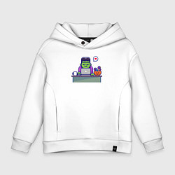 Толстовка оверсайз детская Франкенштейн за столом, цвет: белый