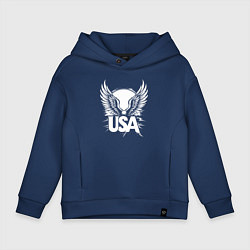 Толстовка оверсайз детская Американский дух, цвет: тёмно-синий
