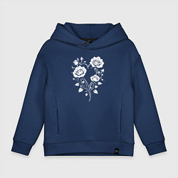 Толстовка оверсайз детская Сердце из роз, цвет: тёмно-синий