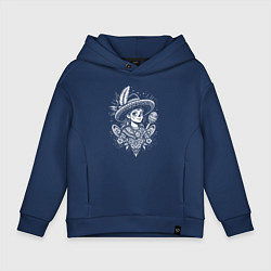 Толстовка оверсайз детская Калавера Катрина душа Мексики, цвет: тёмно-синий