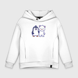 Детское худи оверсайз Пингвин и белый медведь