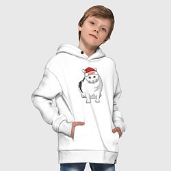 Толстовка оверсайз детская Мемный кот Бендер - 2026, цвет: белый — фото 2