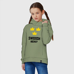 Толстовка оверсайз детская Swedish Hockey, цвет: авокадо — фото 2