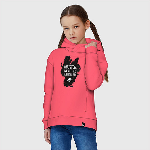 Детское худи оверсайз Хьюстон, у нас проблемы / Коралловый – фото 3