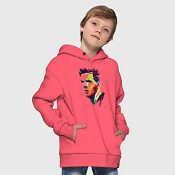 Толстовка оверсайз детская Lionel Messi: fun-art, цвет: коралловый — фото 2