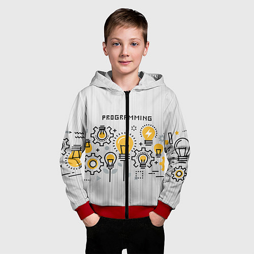 Детская толстовка на молнии Программирование 1 / 3D-Красный – фото 3