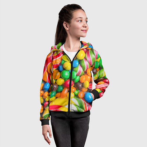 Детская толстовка на молнии Сладкие конфетки / 3D-Черный – фото 4