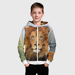 Толстовка на молнии детская Красавец лев, цвет: 3D-белый — фото 2
