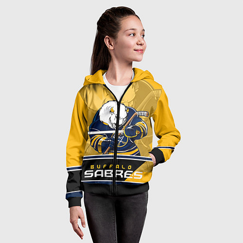 Детская толстовка на молнии Buffalo Sabres / 3D-Черный – фото 4