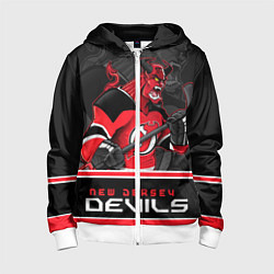 Толстовка на молнии детская New Jersey Devils, цвет: 3D-белый