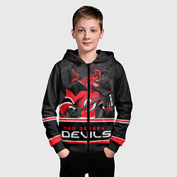 Толстовка на молнии детская New Jersey Devils, цвет: 3D-черный — фото 2