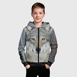 Толстовка на молнии детская Милый волк, цвет: 3D-черный — фото 2