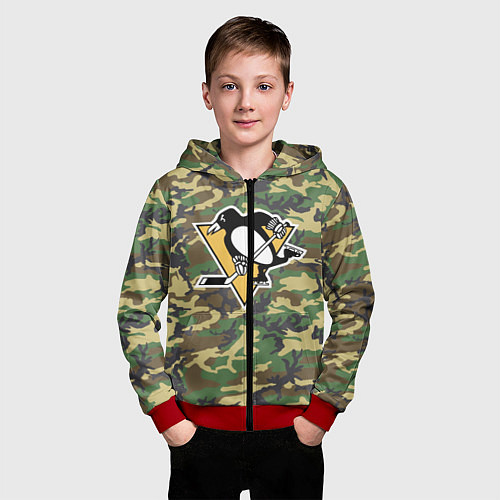 Детская толстовка на молнии Penguins Camouflage / 3D-Красный – фото 3