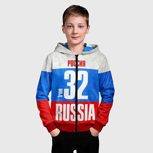 Детская толстовка на молнии Russia: from 32 / 3D-Красный – фото 3