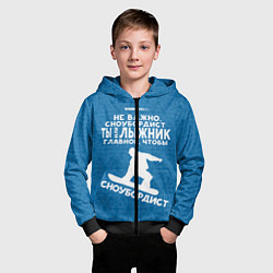 Толстовка на молнии детская Сноубордист или лыжник, цвет: 3D-черный — фото 2