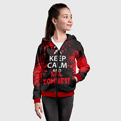 Толстовка на молнии детская Keep Calm & Kill Zombies, цвет: 3D-красный — фото 2