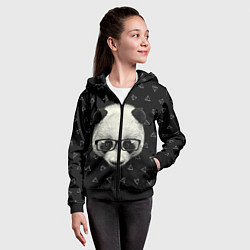 Толстовка на молнии детская Умная панда, цвет: 3D-черный — фото 2