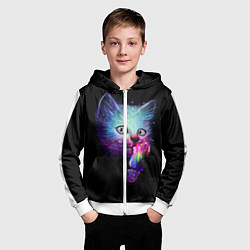 Толстовка на молнии детская Кот с мороженым, цвет: 3D-белый — фото 2