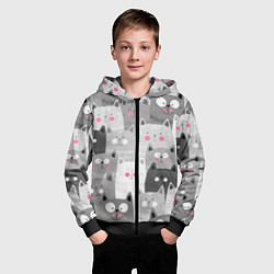 Толстовка на молнии детская Котейки 2, цвет: 3D-черный — фото 2