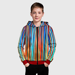 Толстовка на молнии детская Colored stripes, цвет: 3D-красный — фото 2