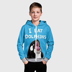 Толстовка на молнии детская I eat dolphins, цвет: 3D-меланж — фото 2