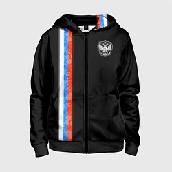 Толстовка на молнии детская Russia - Black collection 2023, цвет: 3D-черный