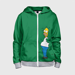 Толстовка на молнии детская Гомер в кустах, цвет: 3D-меланж