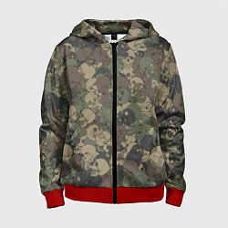 Толстовка на молнии детская Камуфляж с черепами, цвет: 3D-красный