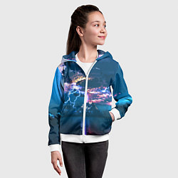 Толстовка на молнии детская Извержение вулкана, цвет: 3D-белый — фото 2