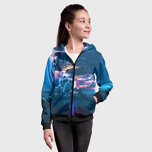 Детская толстовка на молнии Извержение вулкана / 3D-Черный – фото 4