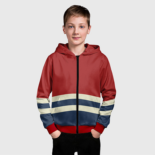 Детская толстовка на молнии Волны в море / 3D-Красный – фото 3