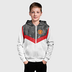 Толстовка на молнии детская Man United FC: Grey Polygons, цвет: 3D-белый — фото 2