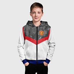 Толстовка на молнии детская Man United FC: Grey Polygons, цвет: 3D-синий — фото 2