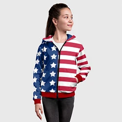 Толстовка на молнии детская USA Flag, цвет: 3D-красный — фото 2
