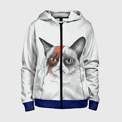 Толстовка на молнии детская David Bowie: Grumpy cat, цвет: 3D-синий