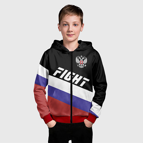 Детская толстовка на молнии Fight Russia / 3D-Красный – фото 3