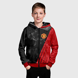 Толстовка на молнии детская FC Manchester United: Abstract, цвет: 3D-красный — фото 2