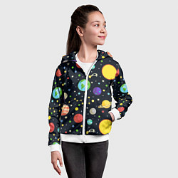 Толстовка на молнии детская Солнечная система, цвет: 3D-белый — фото 2