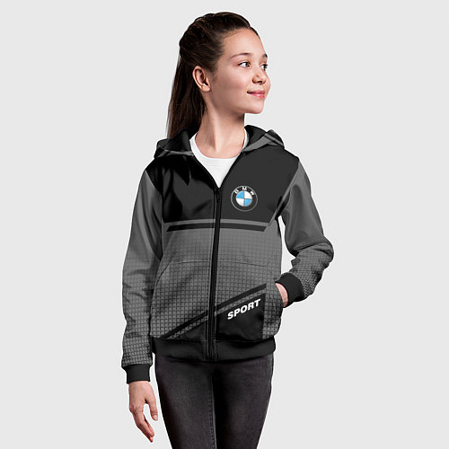 Детская толстовка на молнии BMW SPORT БМВ СПОРТ / 3D-Черный – фото 4