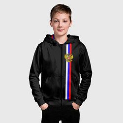 Толстовка на молнии детская Лента с гербом России, цвет: 3D-черный — фото 2