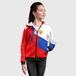 Толстовка на молнии детская Russia: Geometry Tricolor, цвет: 3D-черный — фото 2