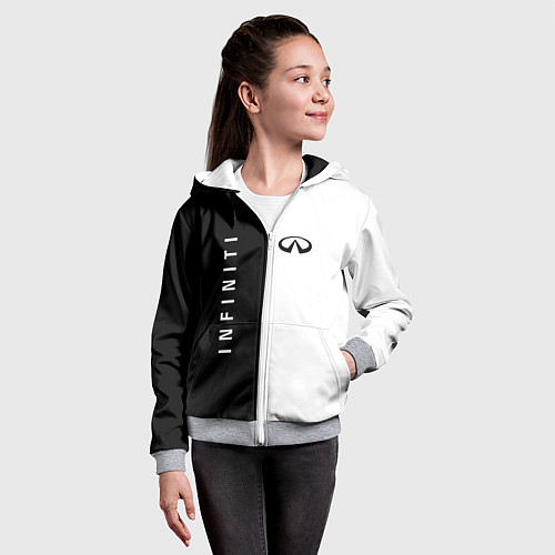 Детская толстовка на молнии Infiniti: Black & White / 3D-Меланж – фото 4
