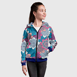 Толстовка на молнии детская Цветы мандалы, цвет: 3D-синий — фото 2