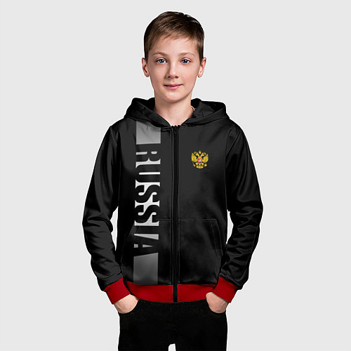 Детская толстовка на молнии Russia: Black Line / 3D-Красный – фото 3