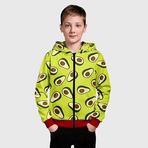 Детская толстовка на молнии Стиль авокадо / 3D-Красный – фото 3