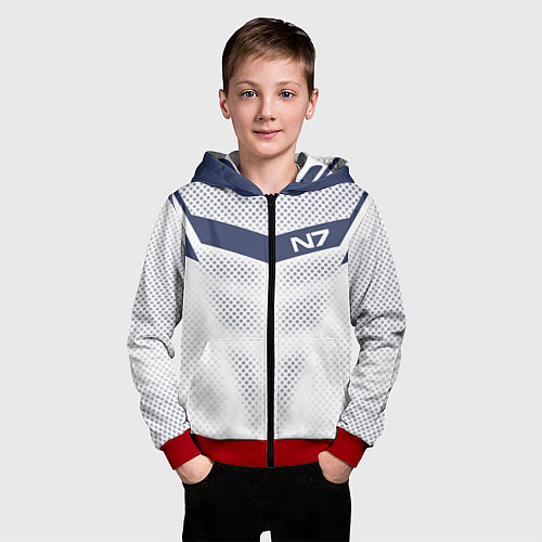 Детская толстовка на молнии N7: White Armor / 3D-Красный – фото 3