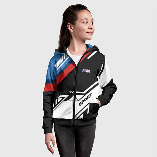 Детская толстовка на молнии BMW GEOMETRY SPORT БМВ M PERFORMANCE / 3D-Черный – фото 4