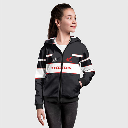 Детская толстовка на молнии Honda Sport / 3D-Черный – фото 4